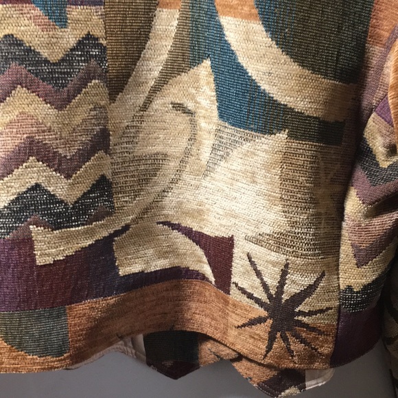 Expose vintage Chenille one button vest look in front geometric print size Large - Picture 7 of 9